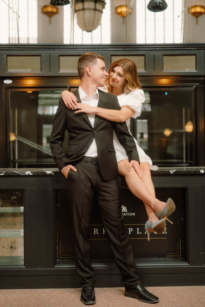 modern downtown engagement session